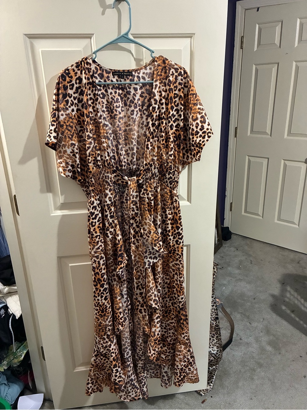 Leopard Print Maxi Swim Coverup in Brown Tones